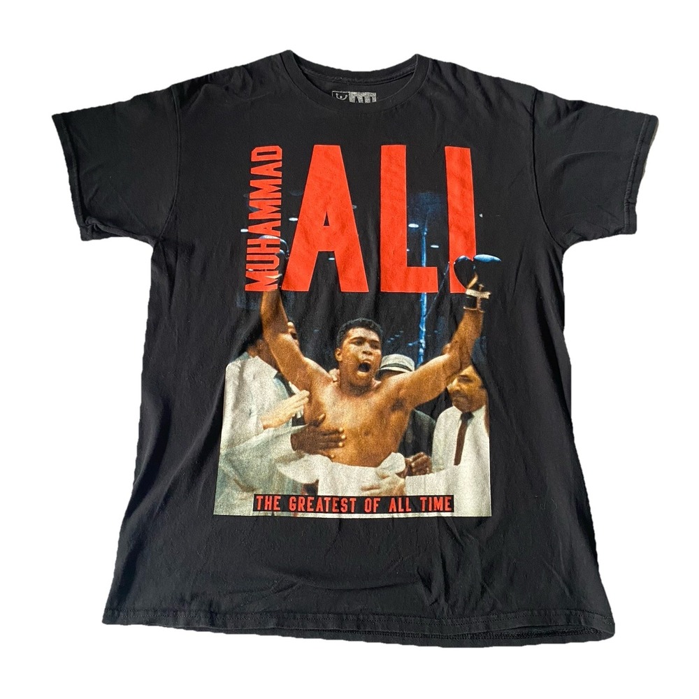 Muhammad Ali The Greatest of all Time Graphic Black Short Sleeve T-Shirt Size M